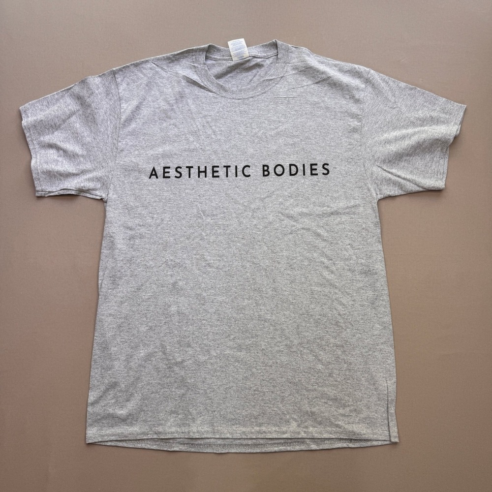 Port & Company Aesthetic Bodies Graphic T-Shirt Gray Mens Large Gym Tee
